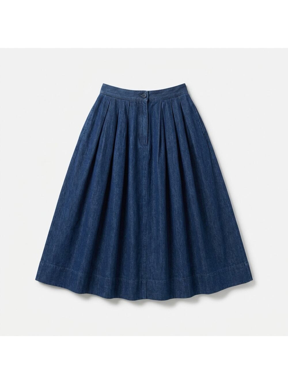 Vintage 1990s Cotton blend pleated Jim Heilman maxi skirt, navy blue Size 6